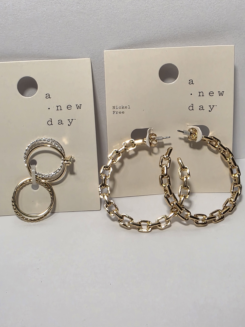 a new day Gold Chain-Link Hoop Earrings